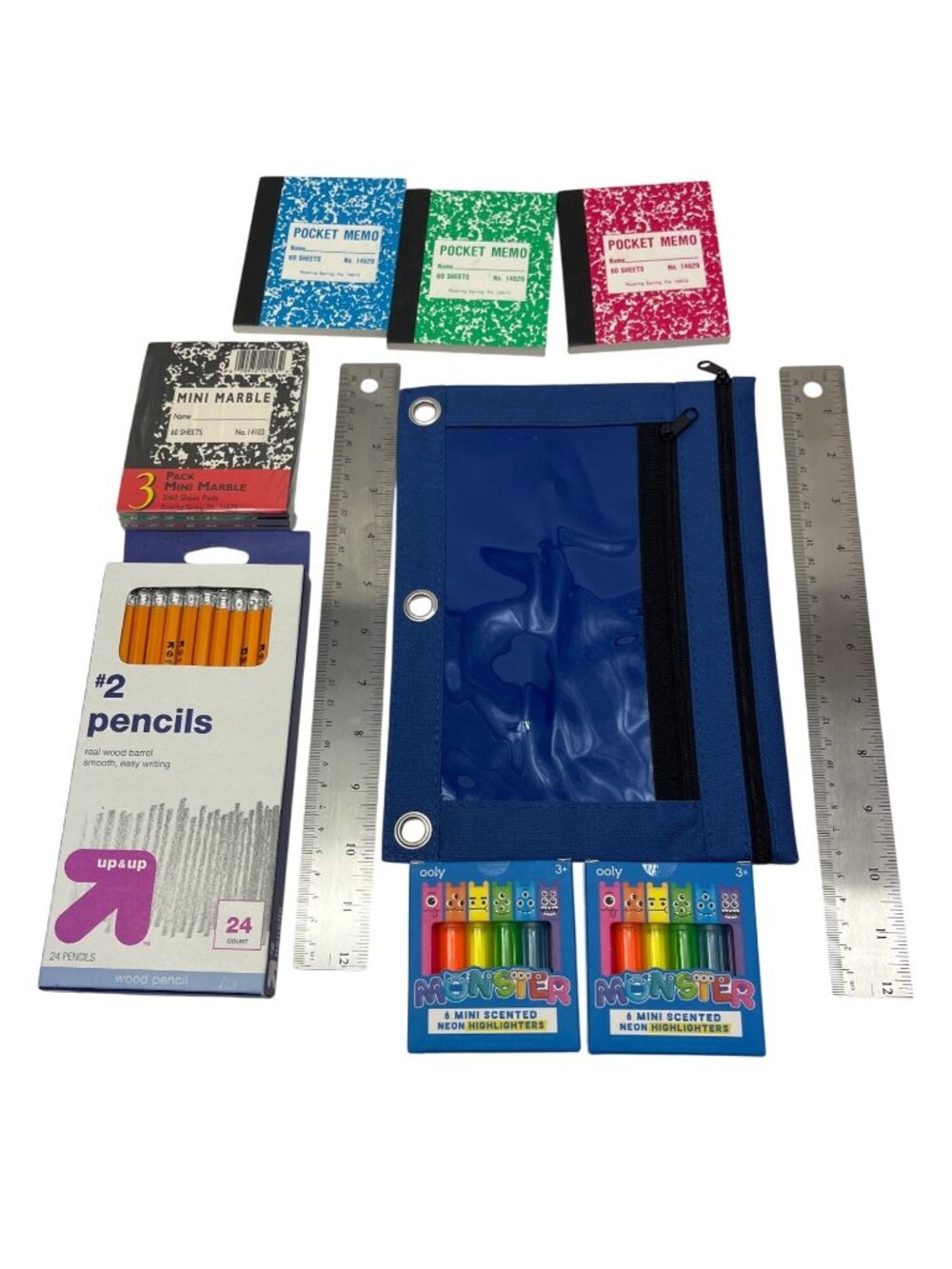 Back-To-School Supply Set With Highlighters Notebooks Pencils & Zippered Pouch